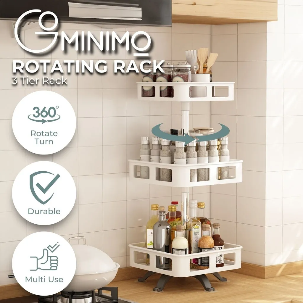 3 Tier Rotating Spice Rack | Square Shape | White