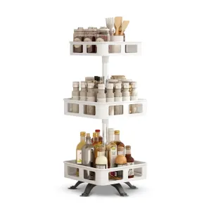 3 Tier Rotating Spice Rack | Square Shape | White