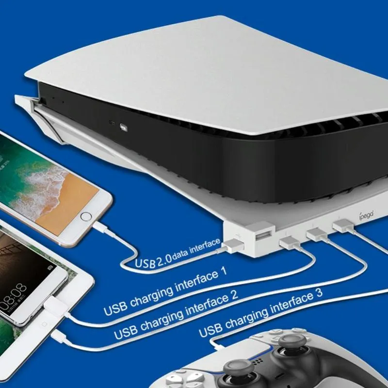 4-Port USB Hub Base | For PS5 | Horizontal Stand