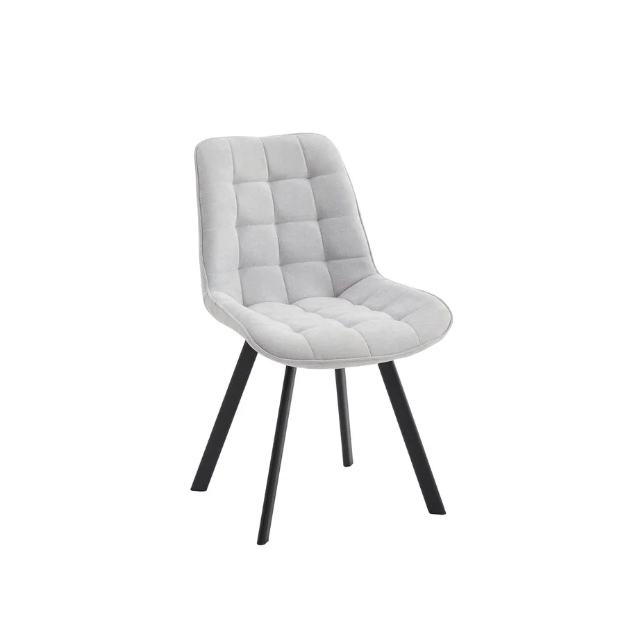 4PCS Neo Softy Fabric Dining Chairs | Light Grey | Modern Upholstered Kitchen Seating Set
