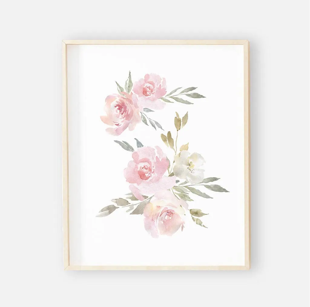 Delaney Dusty Blush Floral Bundled Digital Nursery Art