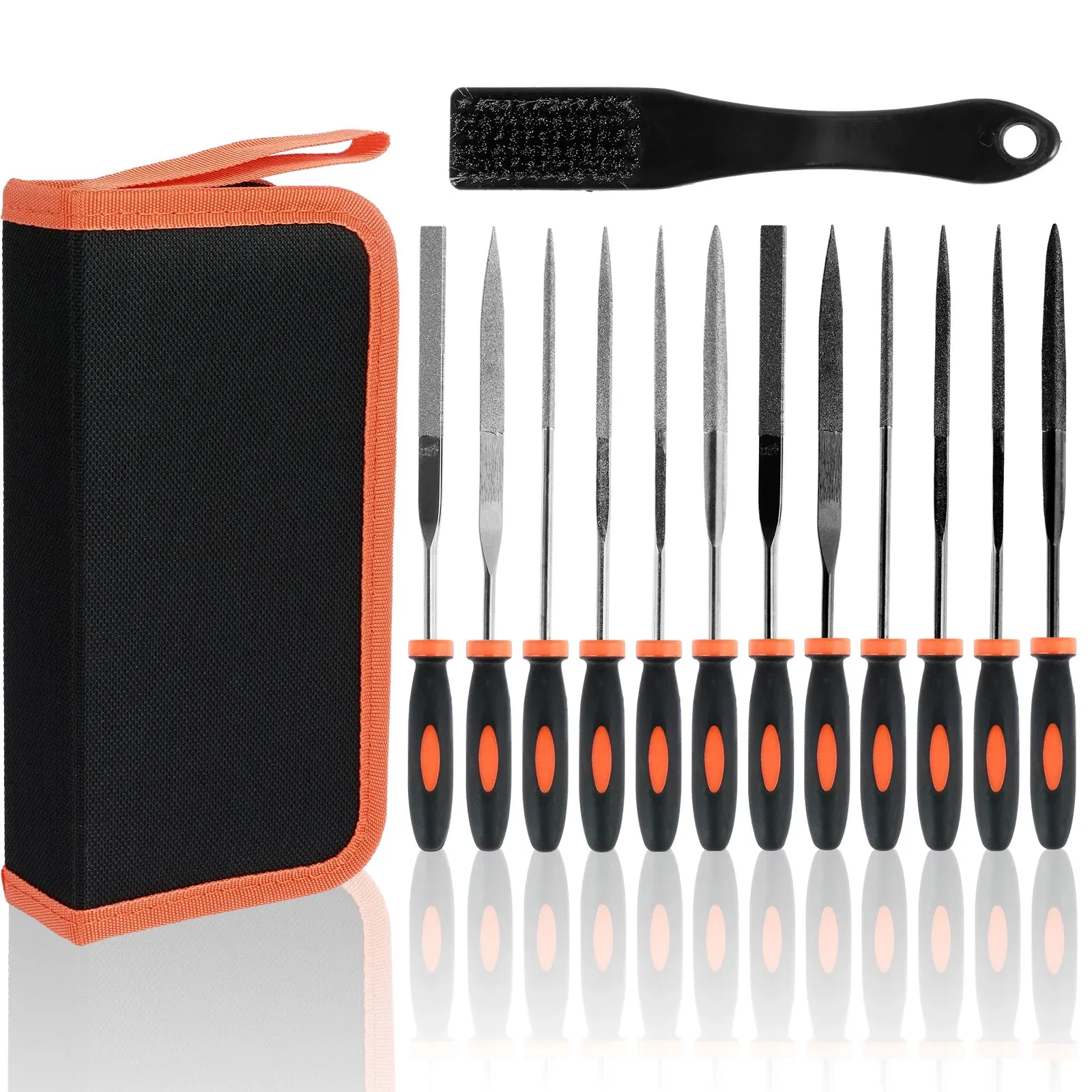Diamond Needle File Set Carbon Steel File with Bag for Metal Marble Carving Glass and Stone Crafts Portable Hand Tool