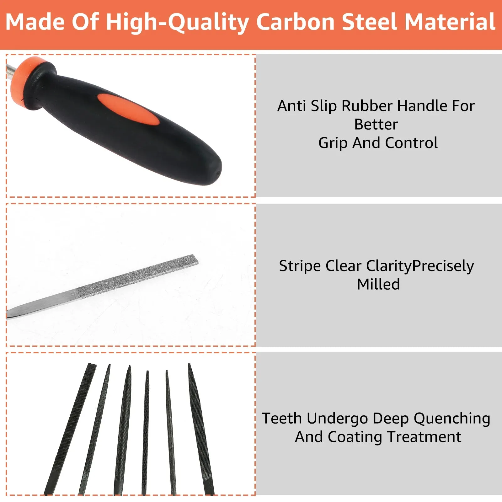 Diamond Needle File Set Carbon Steel File with Bag for Metal Marble Carving Glass and Stone Crafts Portable Hand Tool