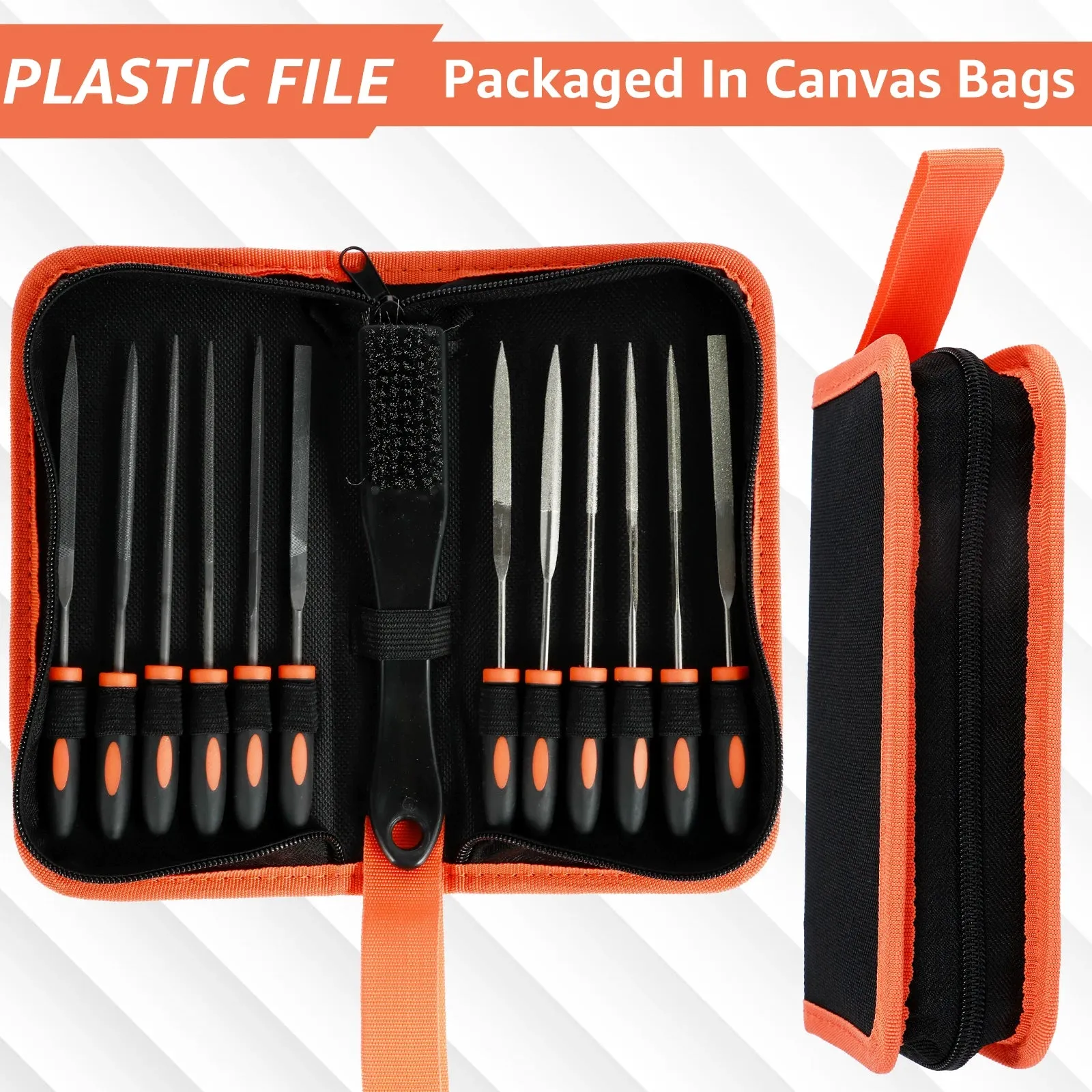 Diamond Needle File Set Carbon Steel File with Bag for Metal Marble Carving Glass and Stone Crafts Portable Hand Tool