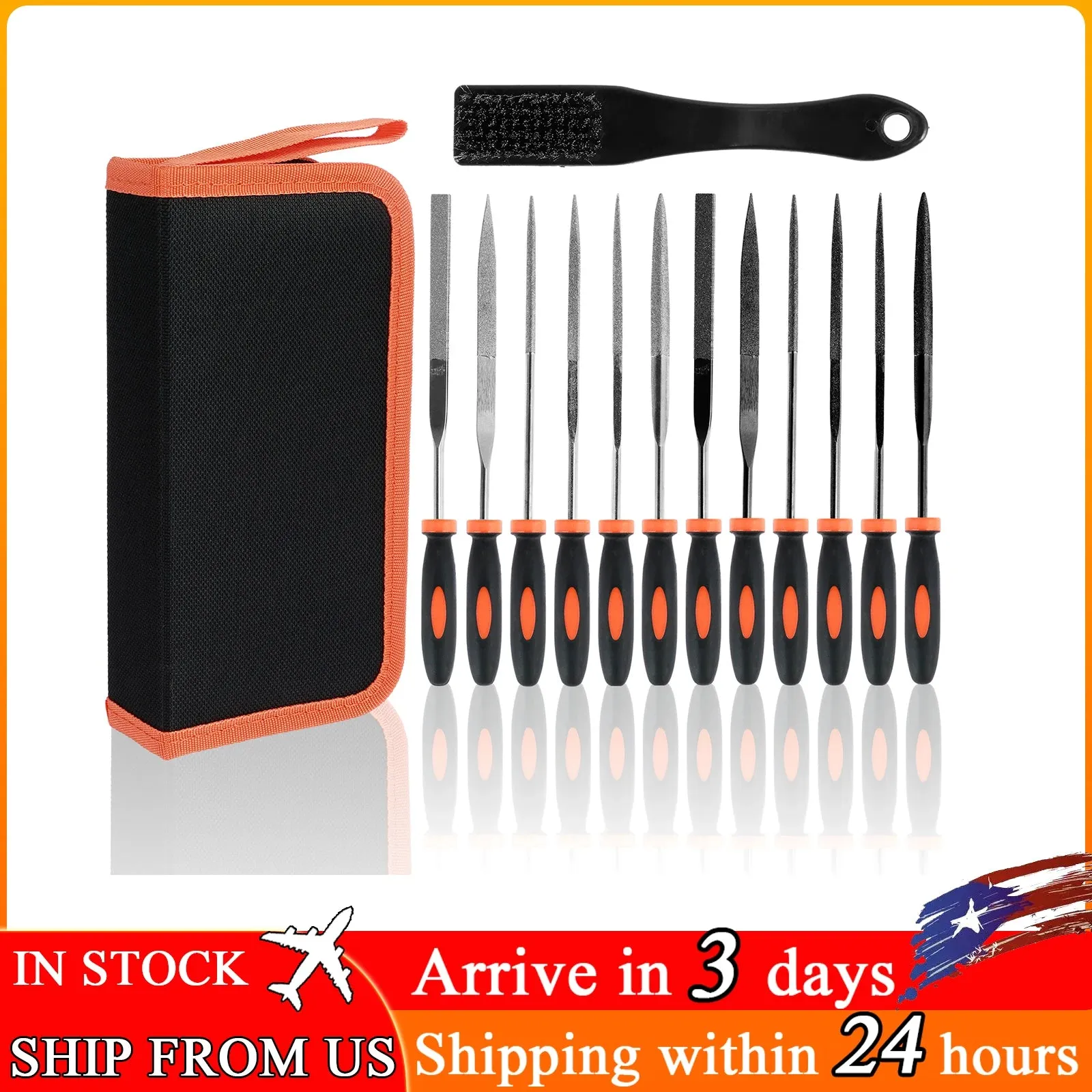 Diamond Needle File Set Carbon Steel File with Bag for Metal Marble Carving Glass and Stone Crafts Portable Hand Tool