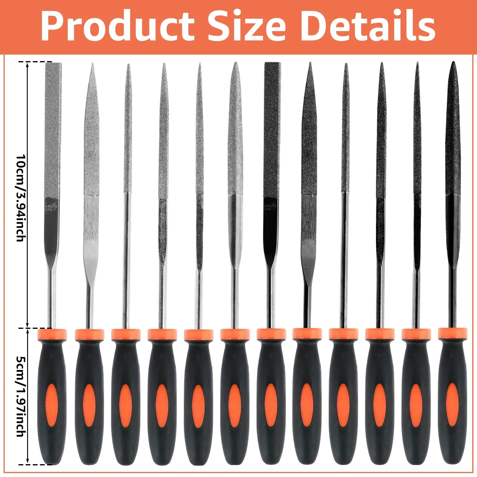 Diamond Needle File Set Carbon Steel File with Bag for Metal Marble Carving Glass and Stone Crafts Portable Hand Tool