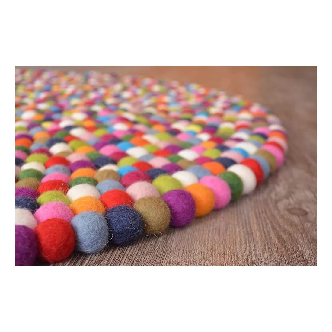 Multicoloured Felt Ball Rug