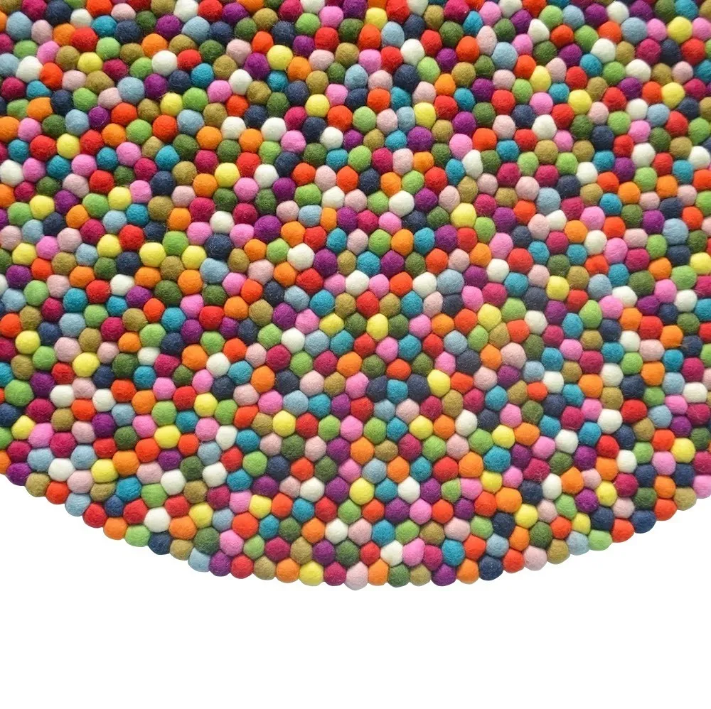 Multicoloured Felt Ball Rug