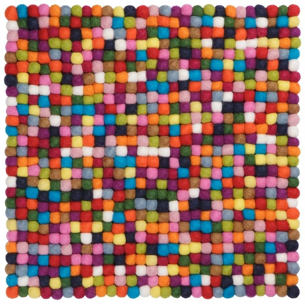 Multicoloured Felt Ball Rug