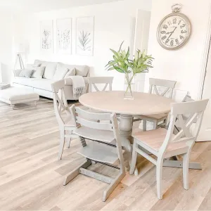 Pedestal Table with Cross Back Dining Chairs
